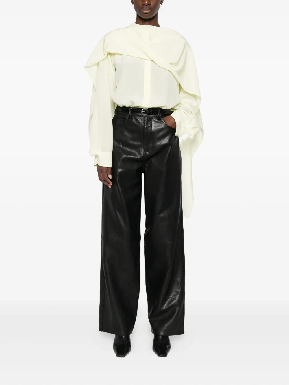 Róhe baggy leather trousers - Zwart