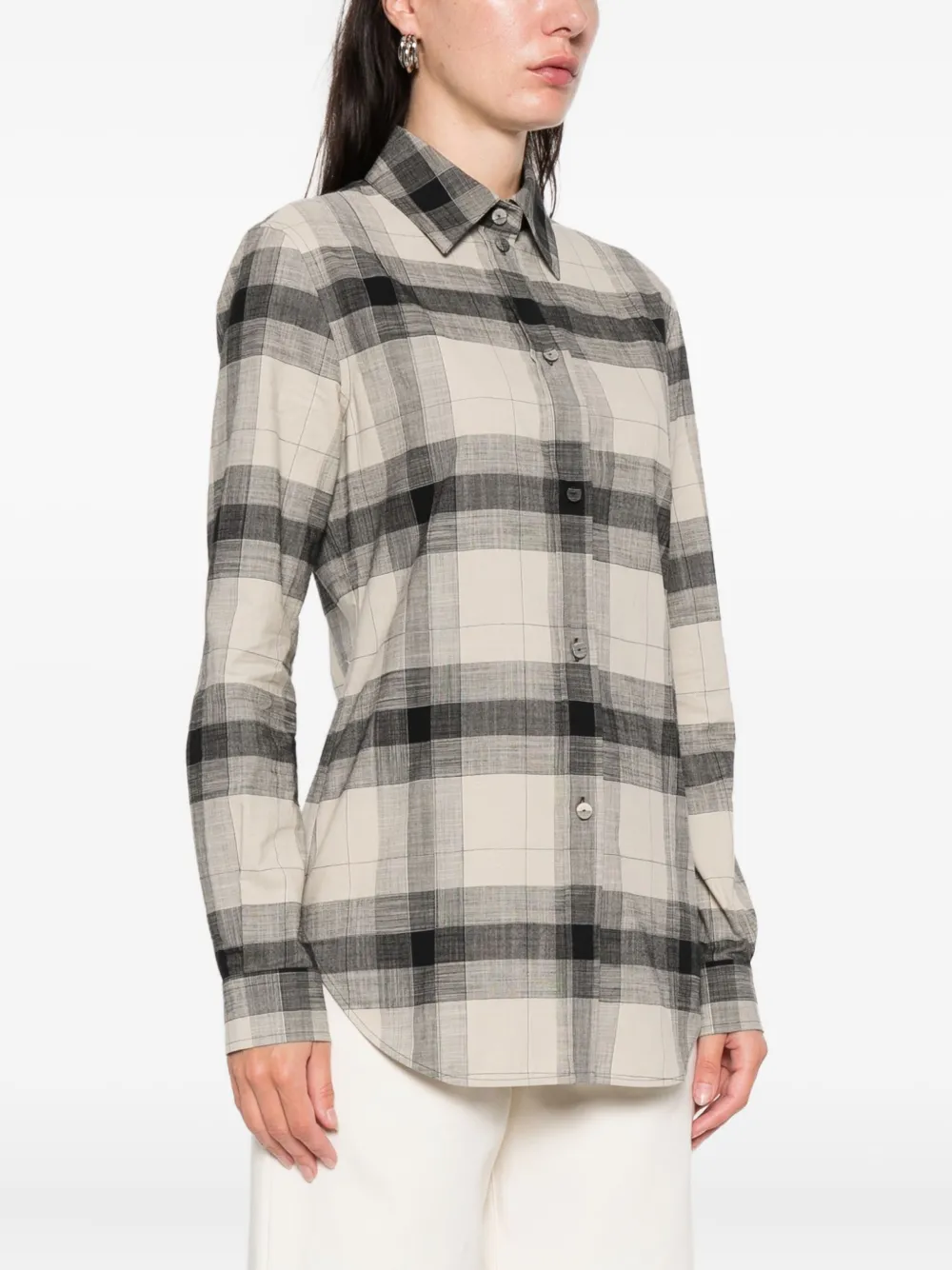 CALVIN KLEIN COLLECTION Scarlett geruite blouse met knopen Zwart