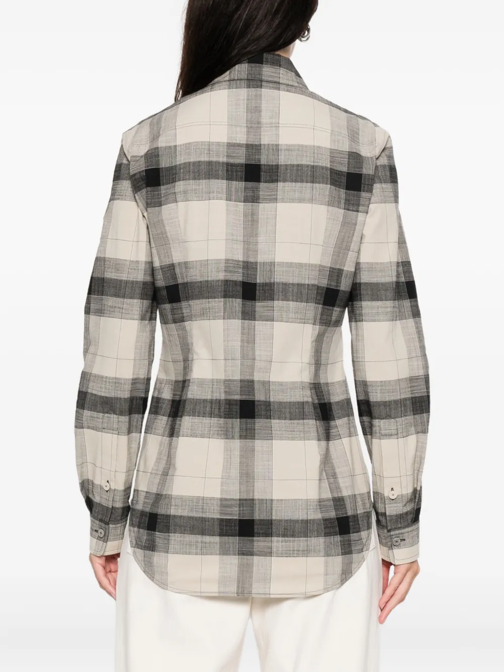 CALVIN KLEIN COLLECTION Scarlett geruite blouse met knopen Zwart