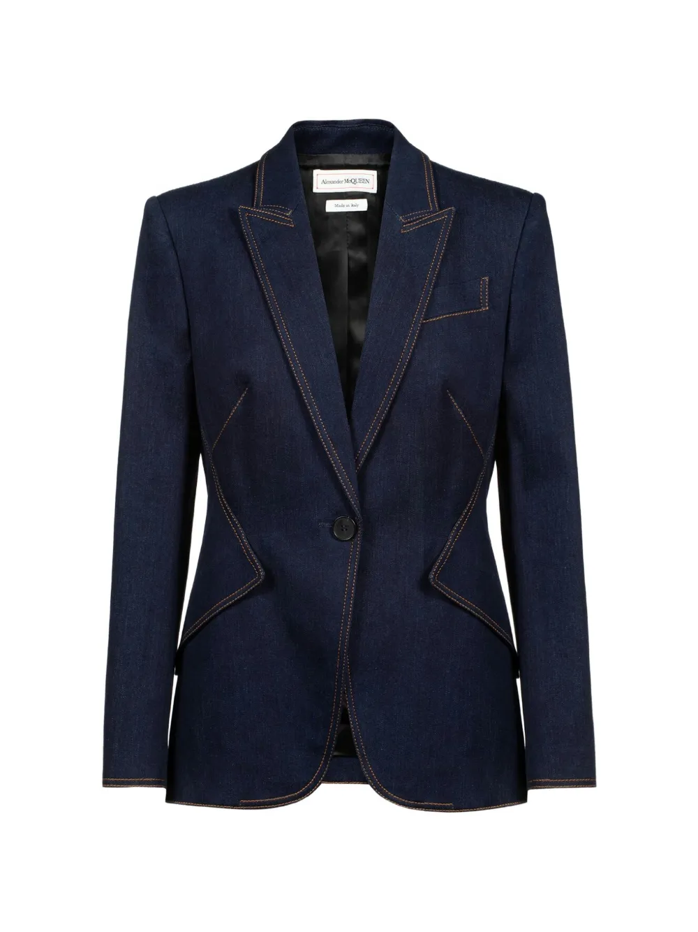 Alexander McQueen contrast-stitch single-breasted blazer - Blu
