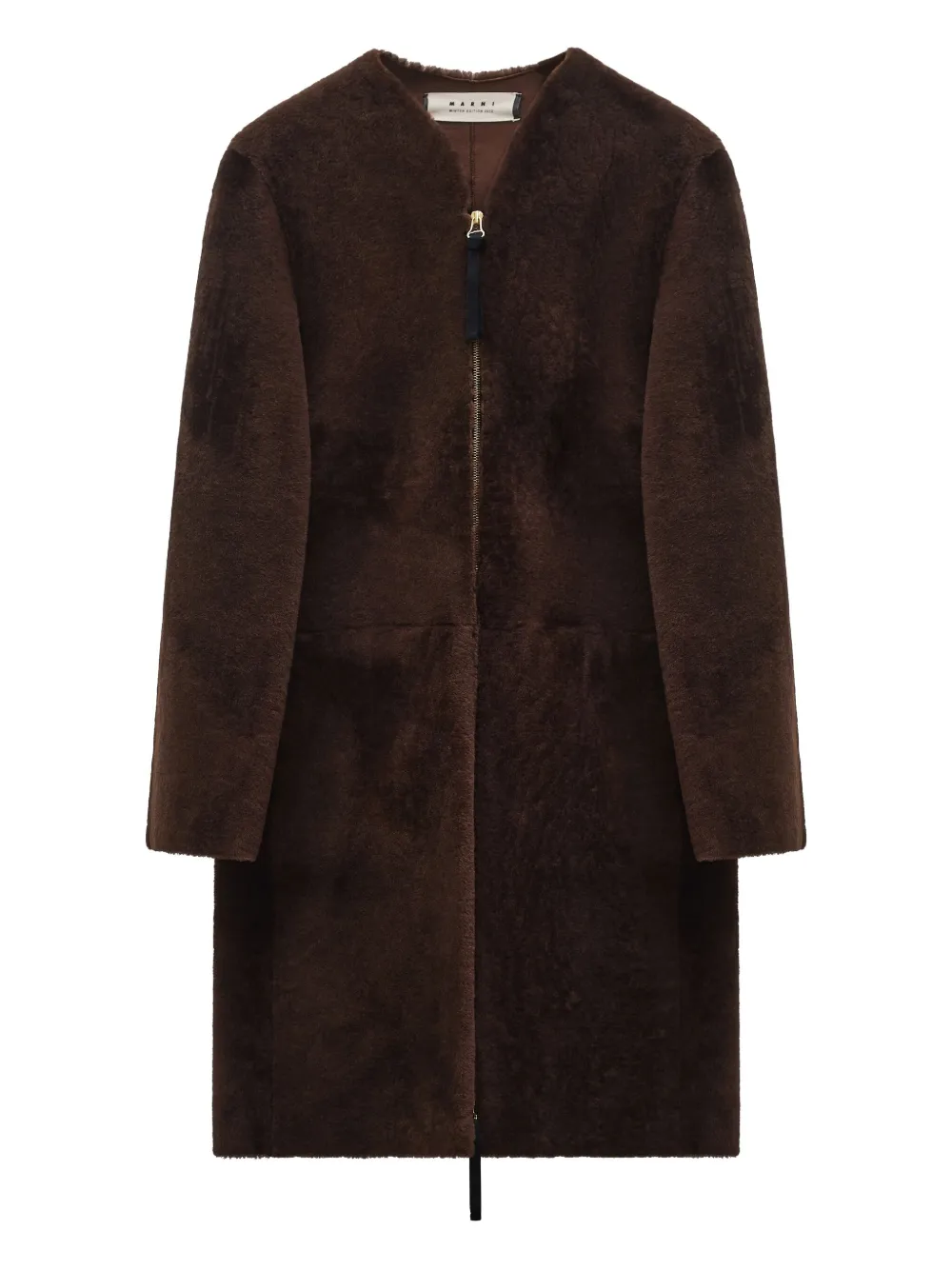 Marni Pre-Owned long-sleeve shearling coat | Brown | Image 1
