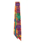 Hermès Pre-Owned Silk Cord Printed Silk Twilly - Orange
