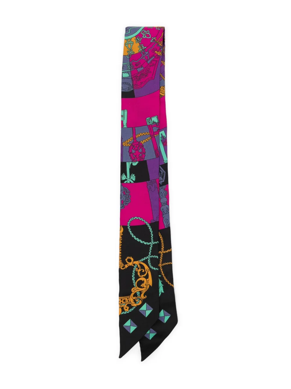 Hermès Pre-Owned Silk Tours de Cles Twilly Noir Fuchsia Vert | Image 2