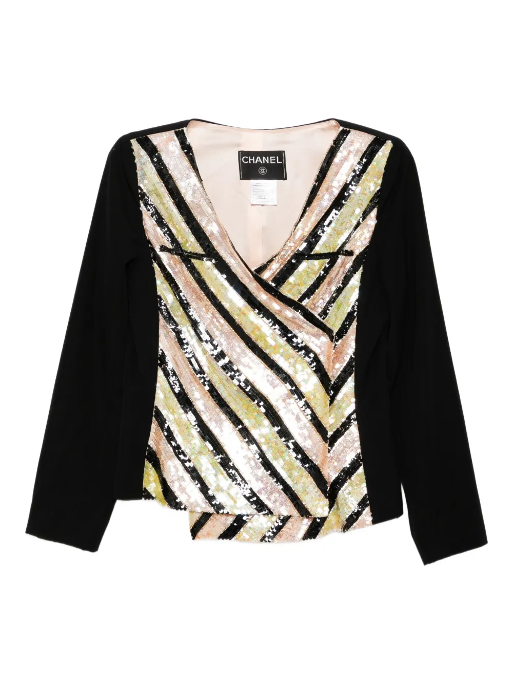 CHANEL Pre-Owned V-neck sequins top | Black | Image 1