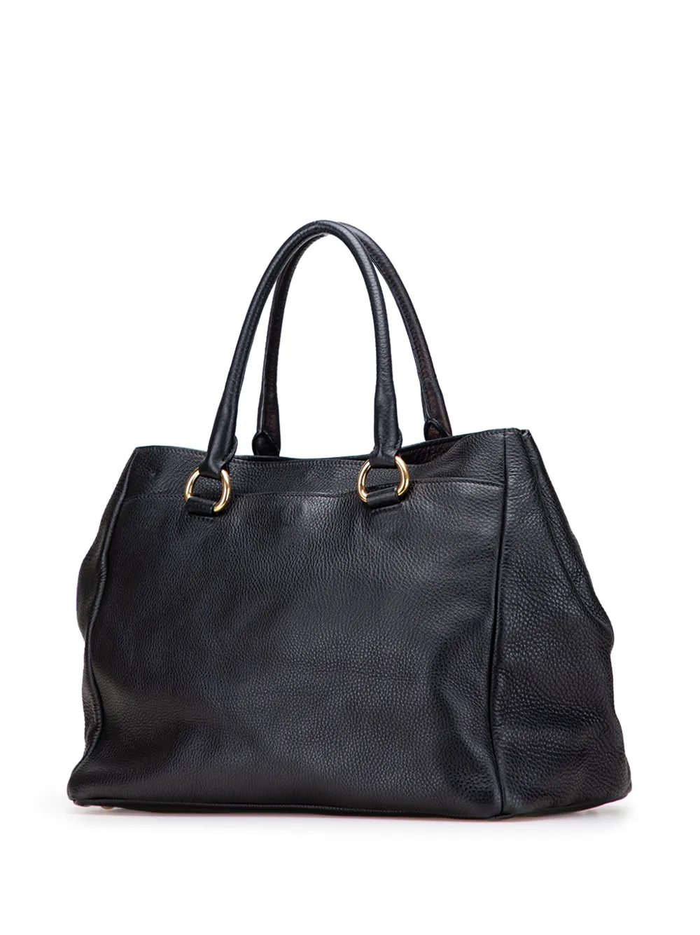Pre-owned Prada 2000-2025 Vitello Daino Open Convertible Tote Satchel In Black