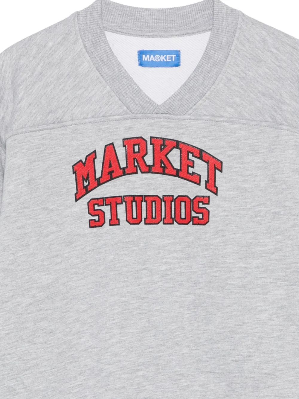 MARKET Sweater met logoprint en V-hals Grijs