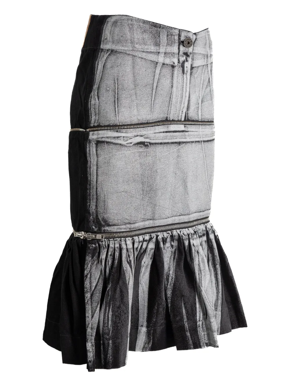 Vaquera Zip-detail Ruffled Skirt In Gray
