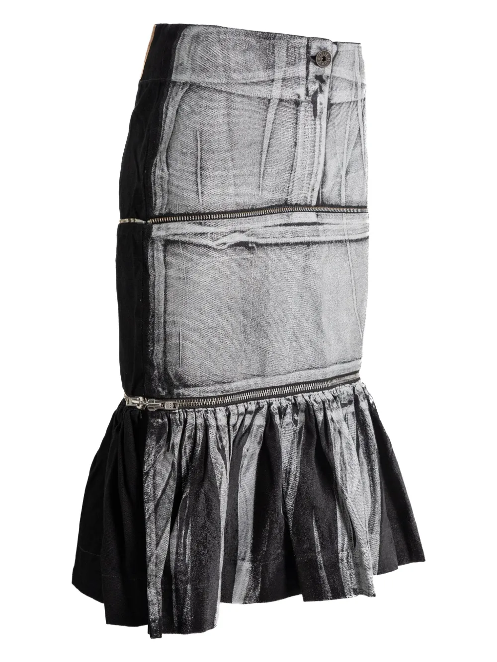 Vaquera zip-detail ruffled skirt - Zwart