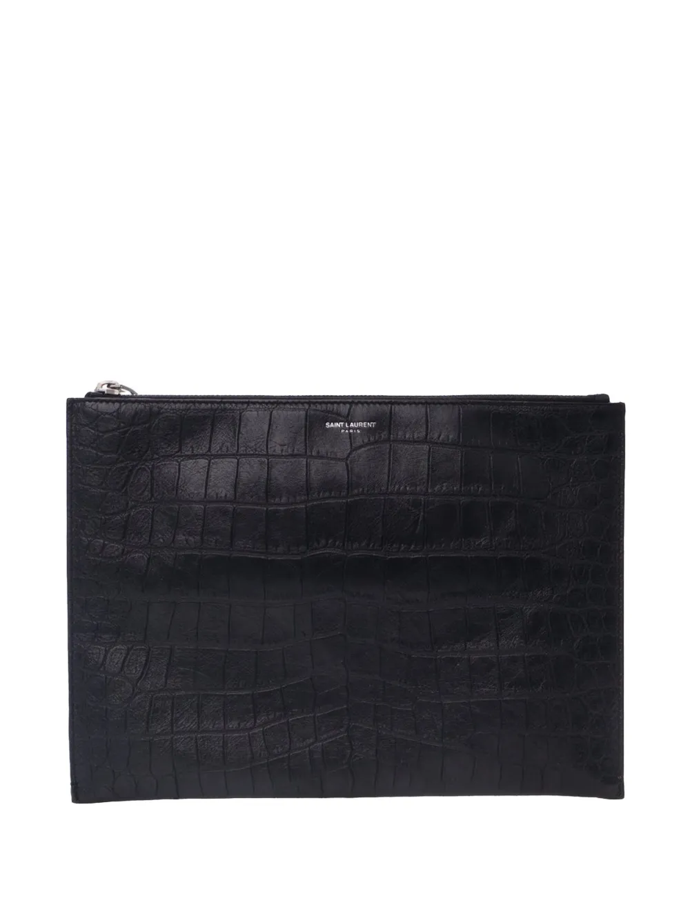 Saint Laurent Pre-Owned 2016 Croc Embossed Leather clutch bag - ブラック Saint Laurent Pre-Owned 2016 Croc Embossed Leather clutch bag - ブラック