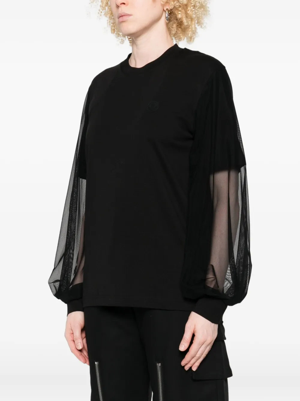 Moncler Mesh-insert Long-sleeve Sweatshirt In Black