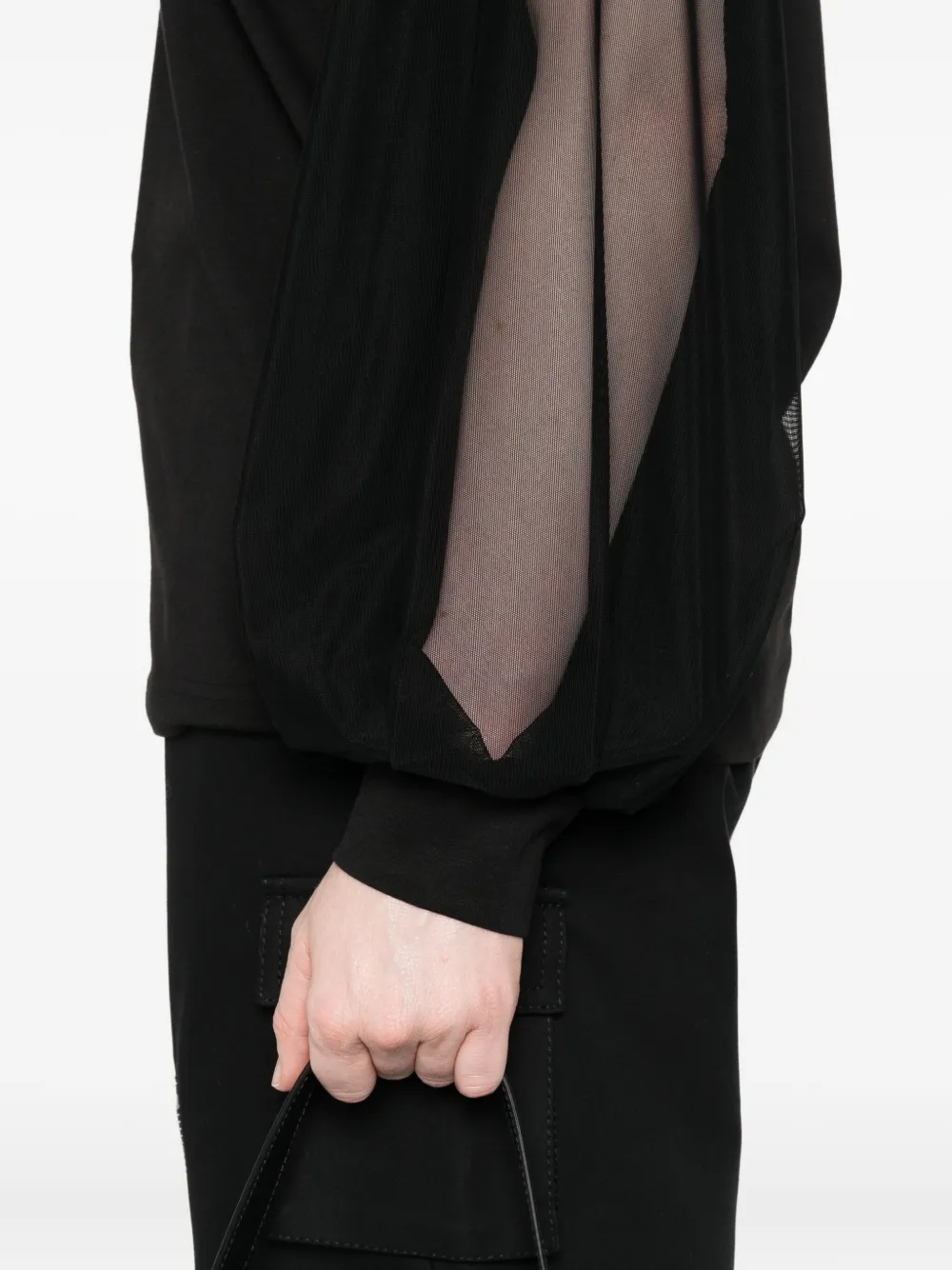 Moncler Mesh-insert Long-sleeve Sweatshirt In Black