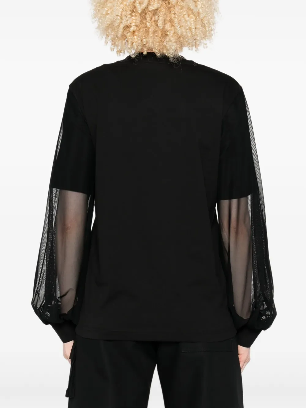 Moncler Mesh-insert Long-sleeve Sweatshirt In Black