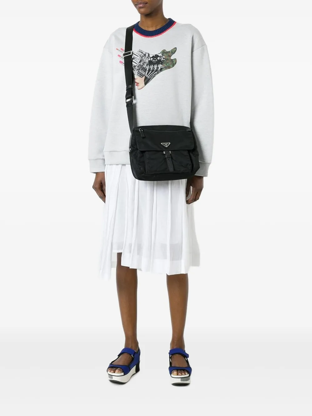 Prada Crossbodytas met gespsluiting Zwart