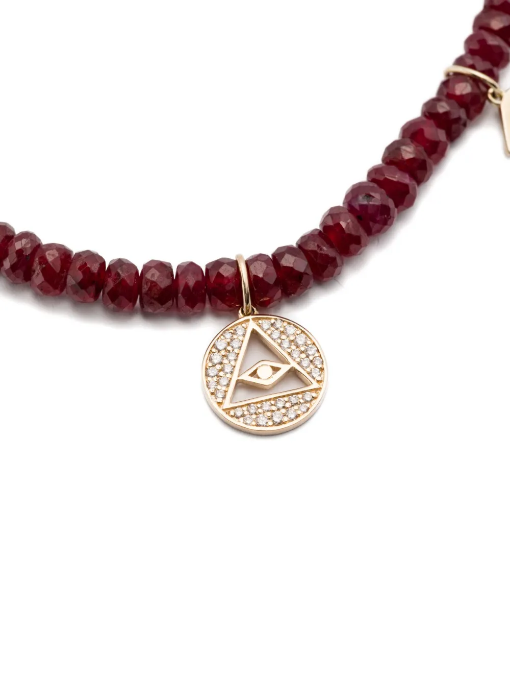 Sydney Evan 14k Yellow Gold Beaded Necklace In Burgundy