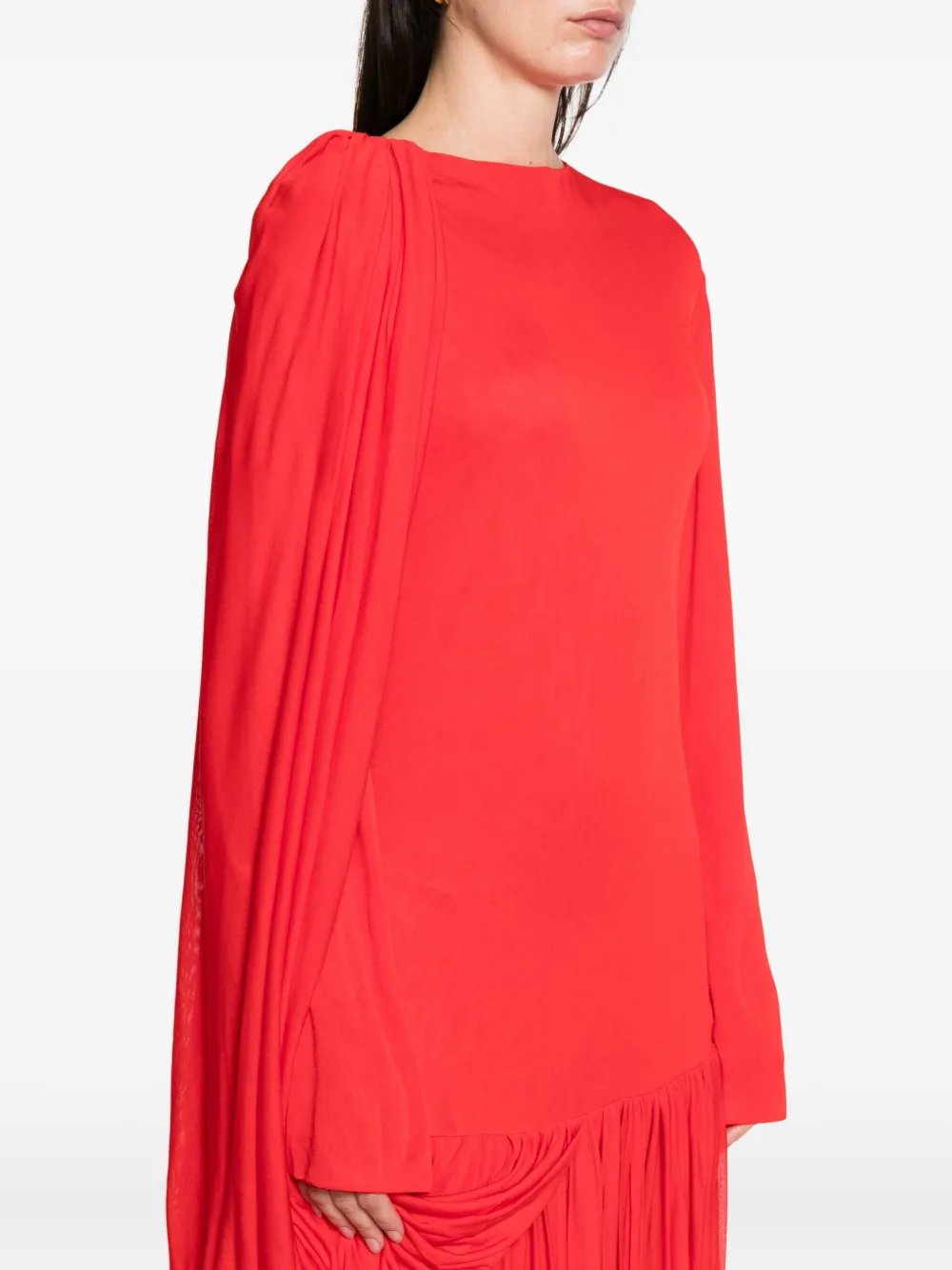 Calvin Klein Collection Sara Draped Pleated Gown In Red