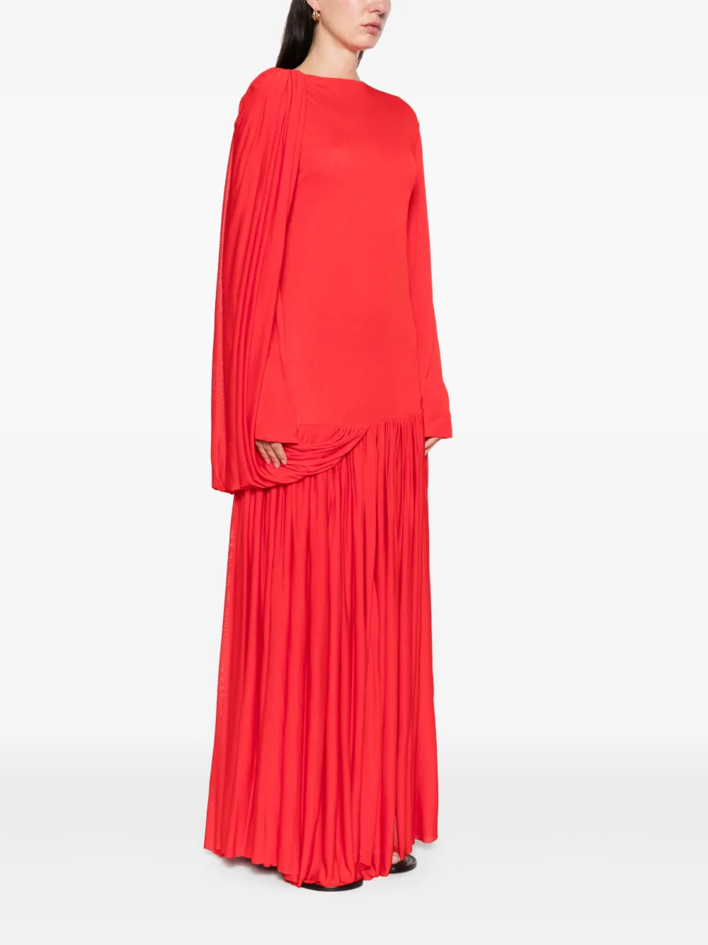 Calvin Klein Collection Sara Draped Pleated Gown In Red