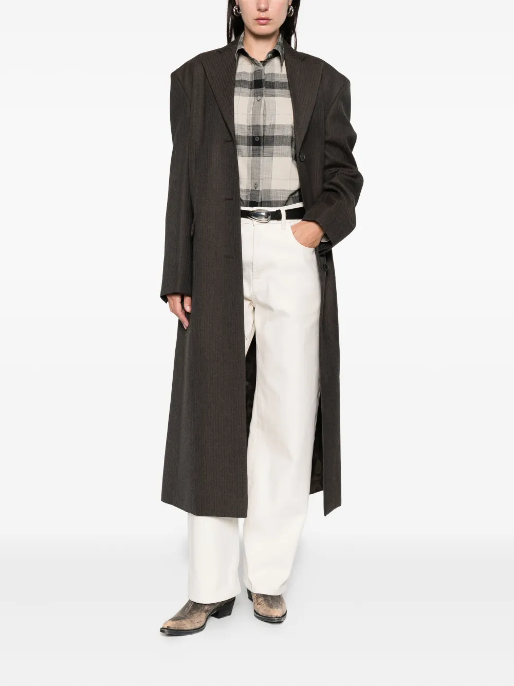 Calvin Klein Collection Brooke Pocket Coat In Brown
