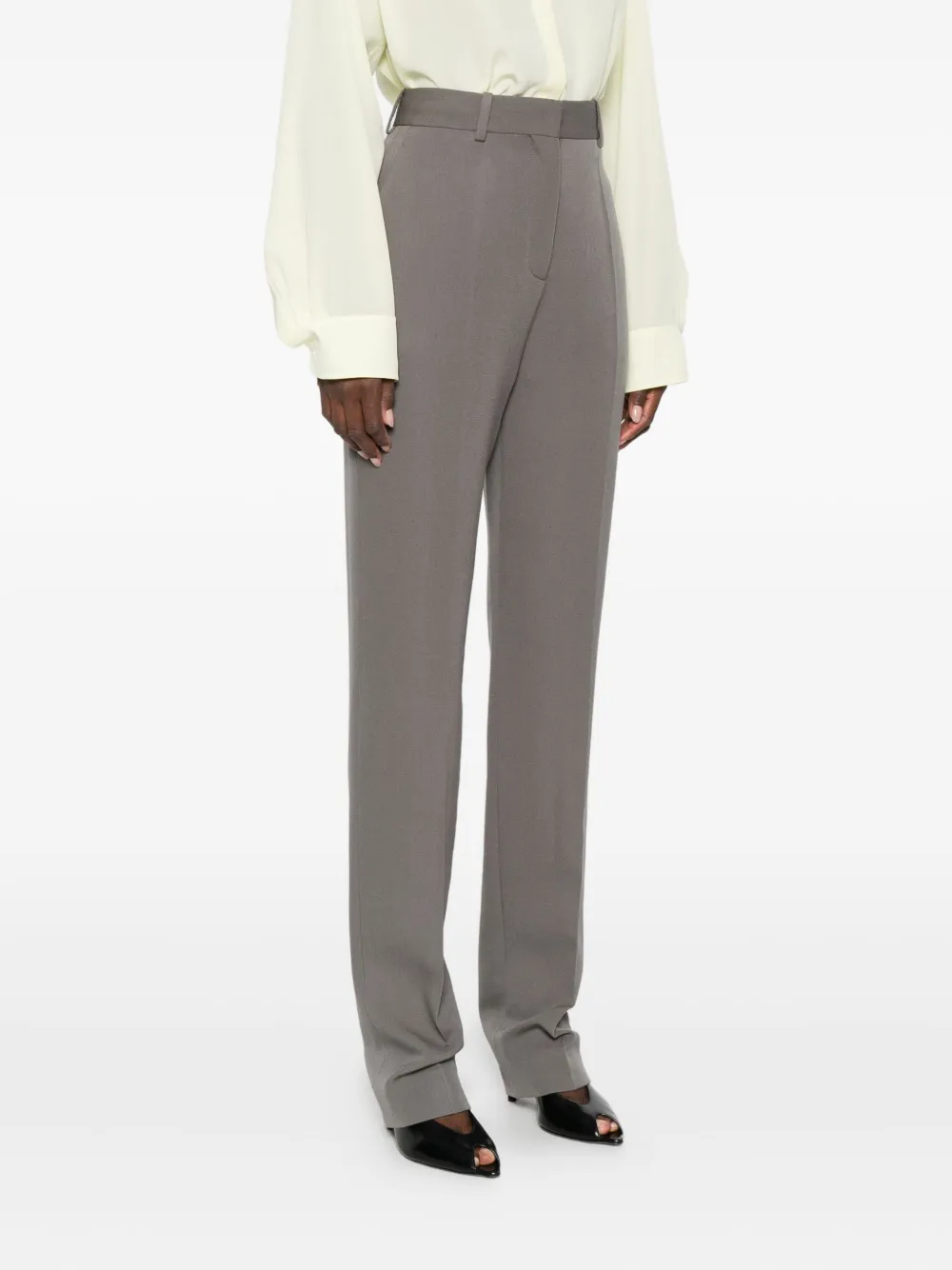 Calvin Klein Collection Lucia Straight-leg Trousers In Gray