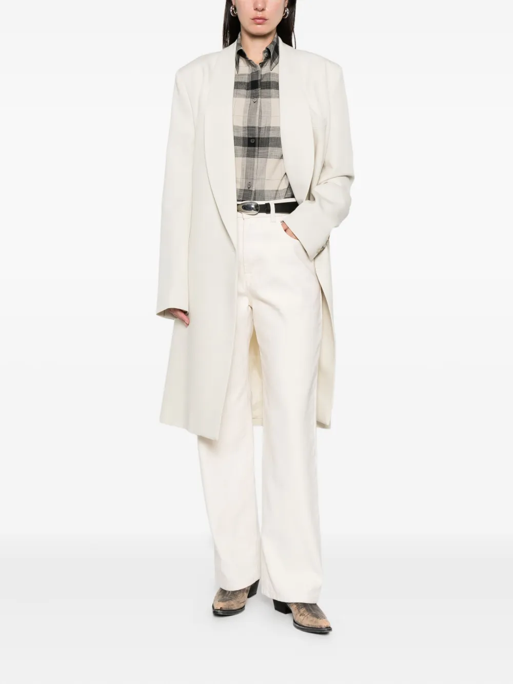 Calvin Klein Collection Evelyn Shawl Collar Coat In White