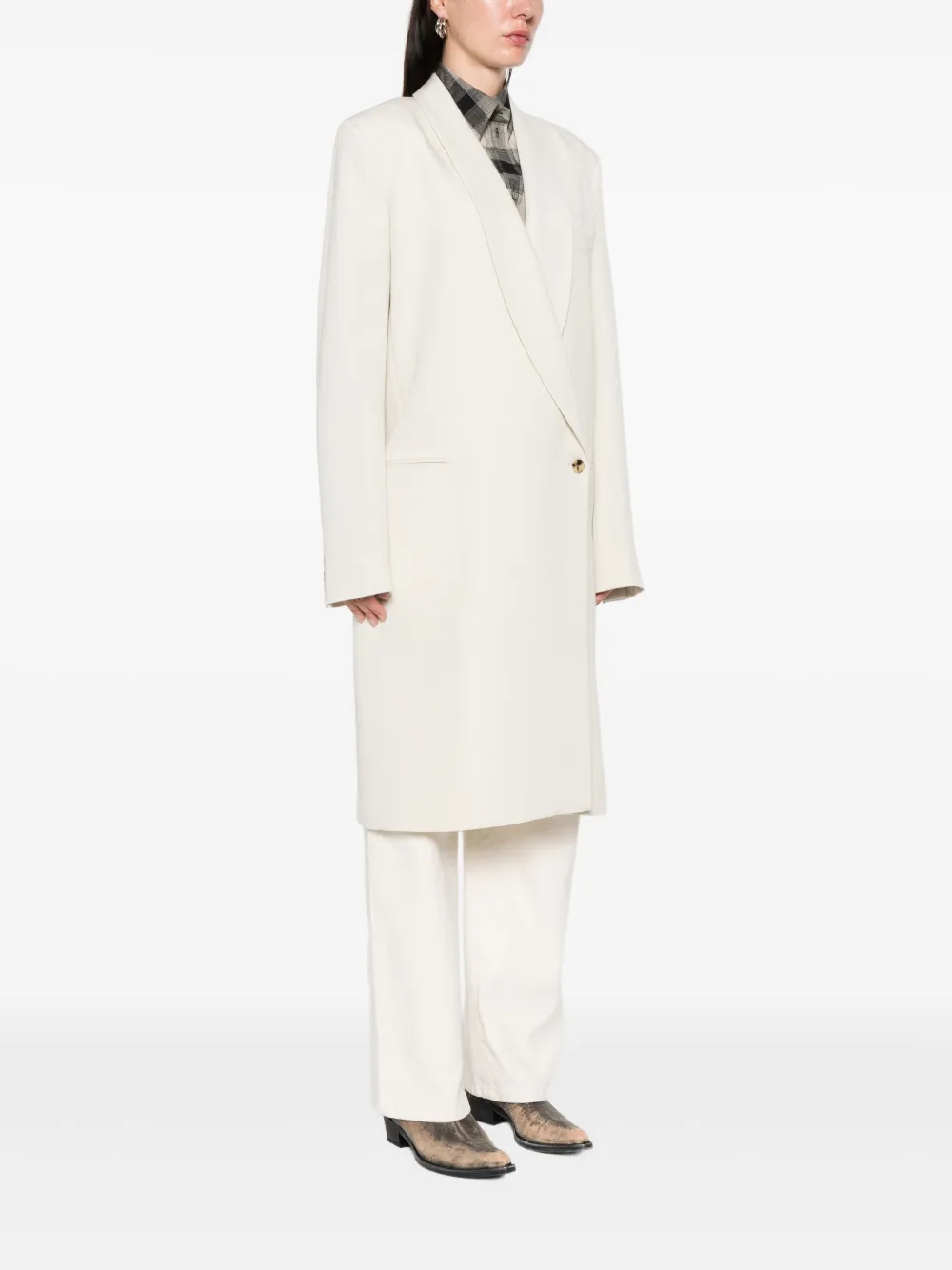 Calvin Klein Collection Evelyn Shawl Collar Coat In White