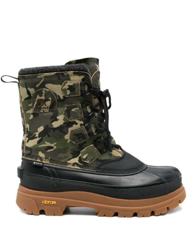 SOREL Caribou Camouflage lace-up Boots Green FARFETCH IN