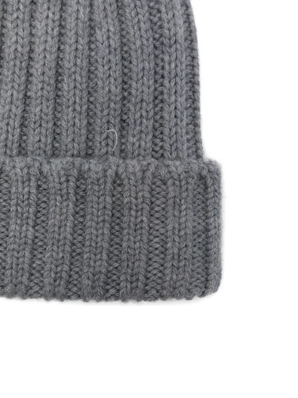 Aspesi Ribbed Virgin Wool Beanie Hat In Gray