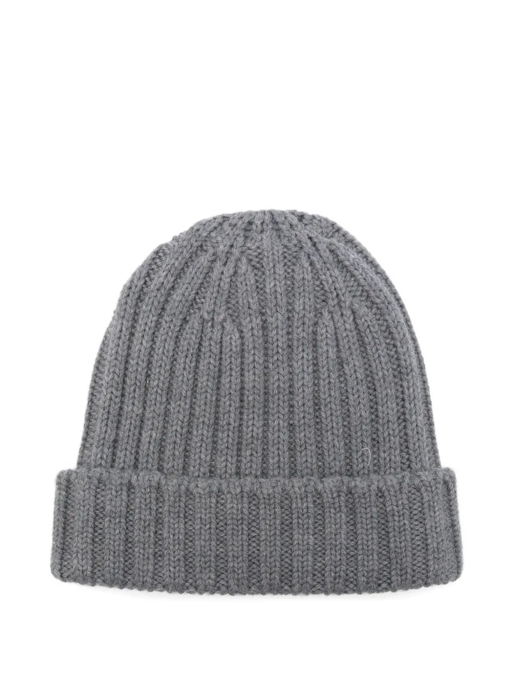 Aspesi Ribbed Virgin Wool Beanie Hat In Gray