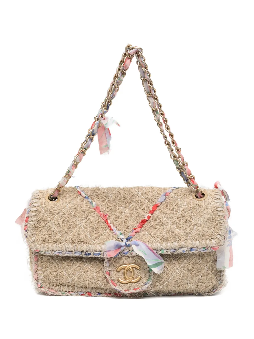 CHANEL Pre-Owned 2010s ココマーク ストローフラップ ショルダーバッグ - ニュートラル CHANEL Pre-Owned 2010s ココマーク ストローフラップ ショルダーバッグ - ニュートラル