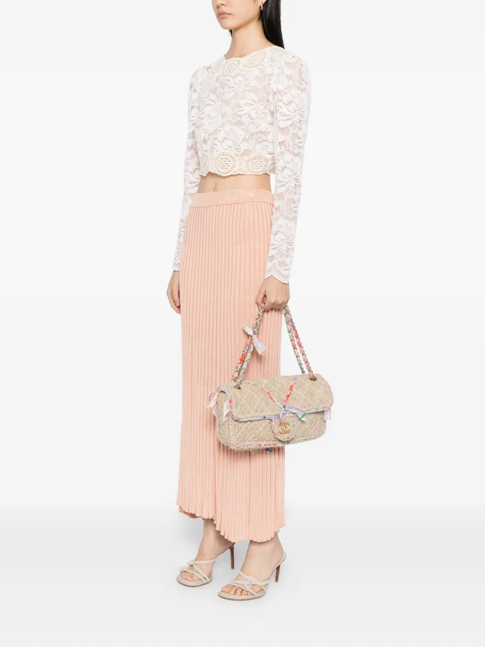 Pre-owned Chanel 2010 Cc Straw Flap Shoulder Bag In Neutral