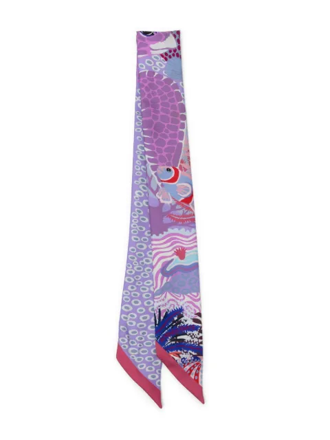 Hermès Pre-Owned Silk Under The Waves Twilly Framboise Parme Rouge