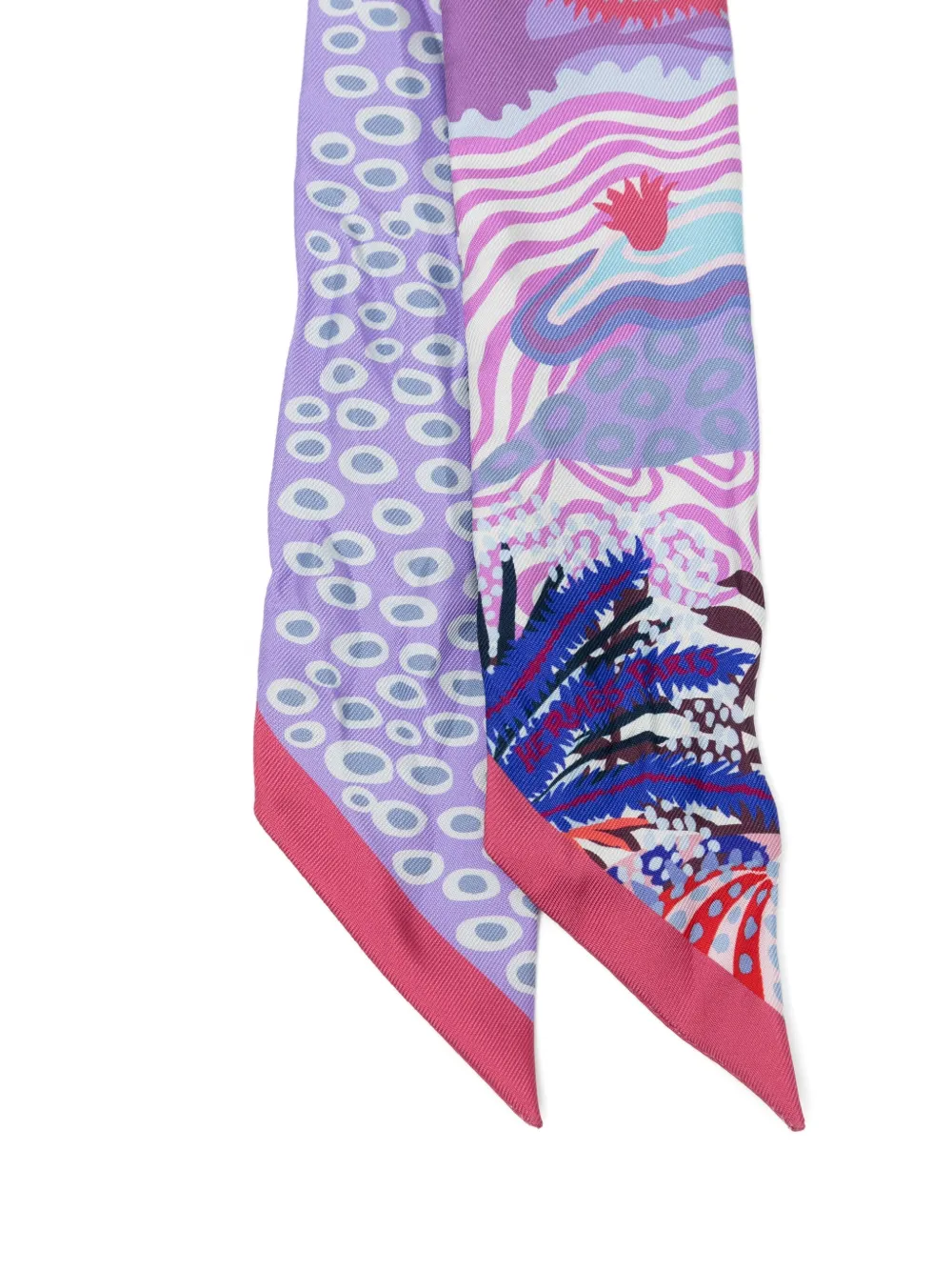 Pre-owned Hermes Silk Under The Waves Twilly Framboise Parme Rouge In Purple