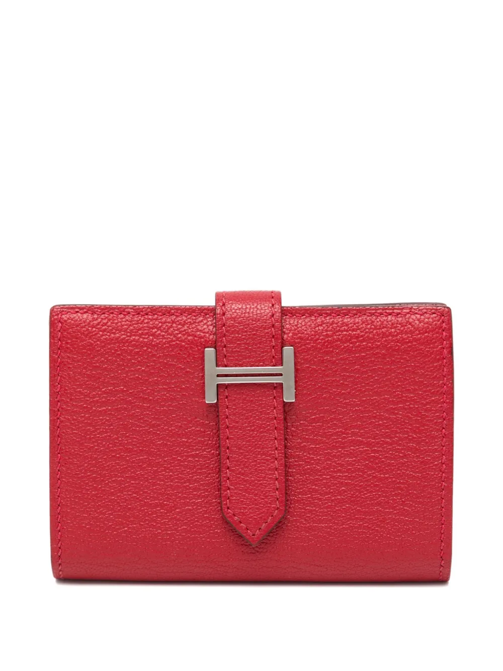 Pre-owned Hermes 2018 Bearn Wallet In Red