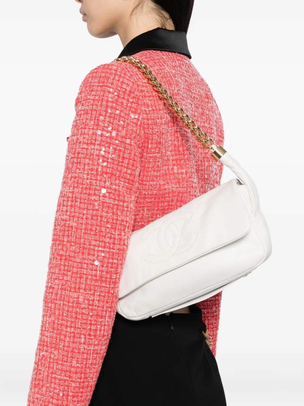 Pre-owned Chanel Lambskin Rodeo Drive Flap Shoulder Bag In Neutral