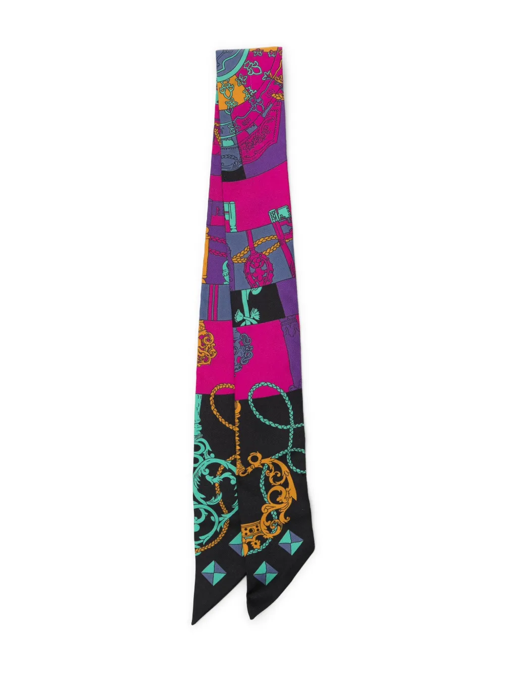 Hermès Pre-Owned Silk Tours de Cles Twilly Noir Fuchsia Vert | Image 2