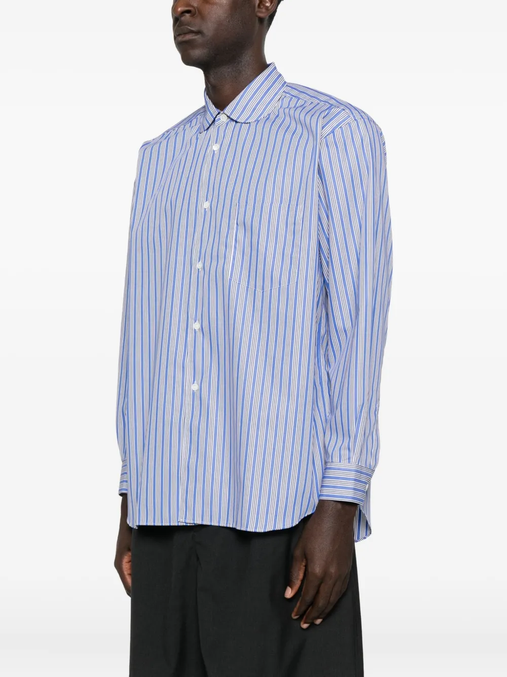 Comme Des Garçons Shirt Overhemd met ronde kraag Blauw