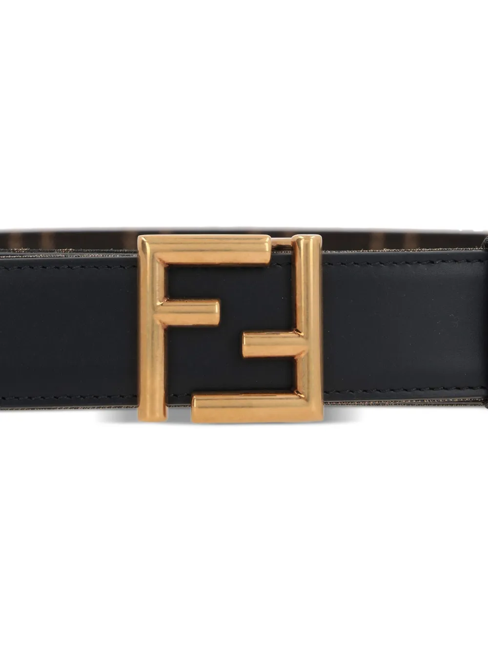 FENDI Leren riem met FF-logo Zwart