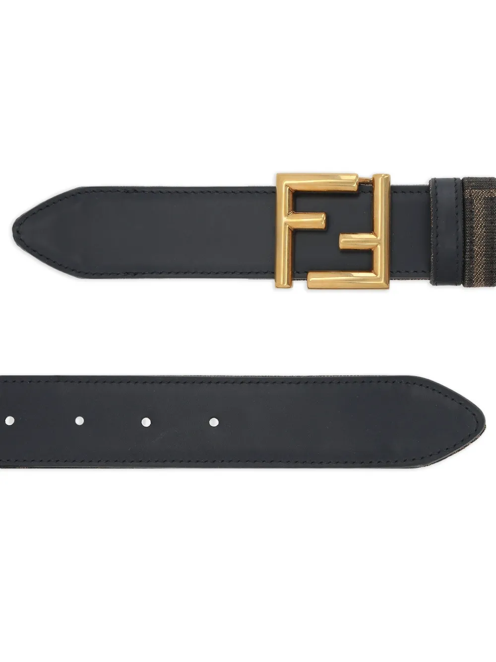 FENDI Leren riem met FF-logo Zwart