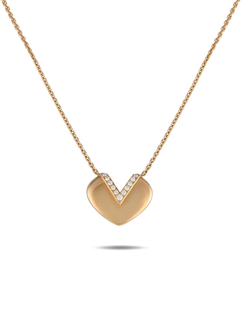 Louis Vuitton Pre-Owned 18K yellow gold V Heart diamond necklace - Louis Vuitton Pre-Owned 18K yellow gold V Heart diamond necklace -