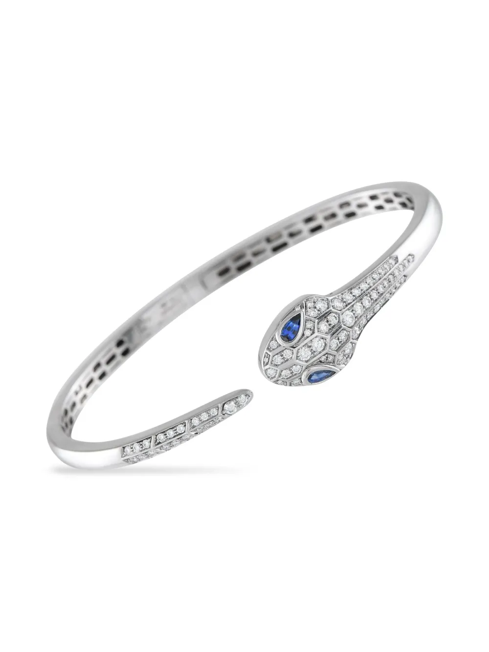 Bvlgari Pre-Owned 18K white gold Serpenti Seduttori diamond and sapphire bracelet | Silver | Image 1