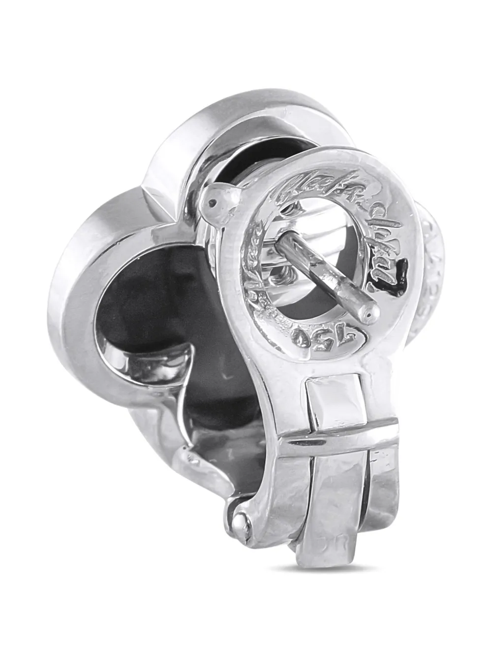 Pre-owned Van Cleef & Arpels 18k White Gold Pure Alhambra Mother-of-pearl Earrings In Silver