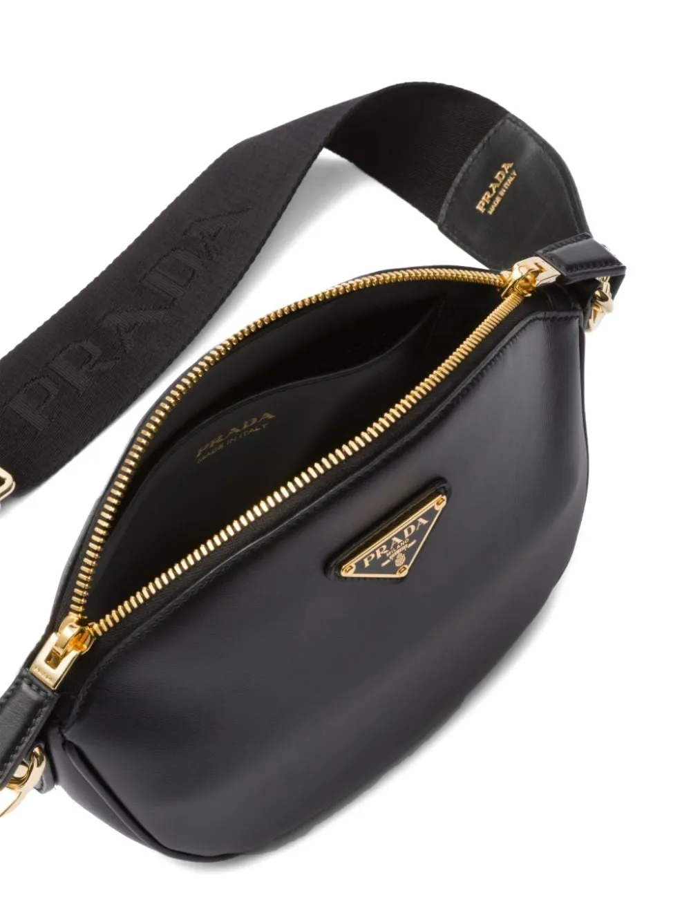 Prada triangle-logo zip-top shoulder bag Zwart