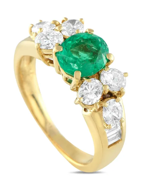 LB Exclusive 18K yellow gold diamond and emerald ring