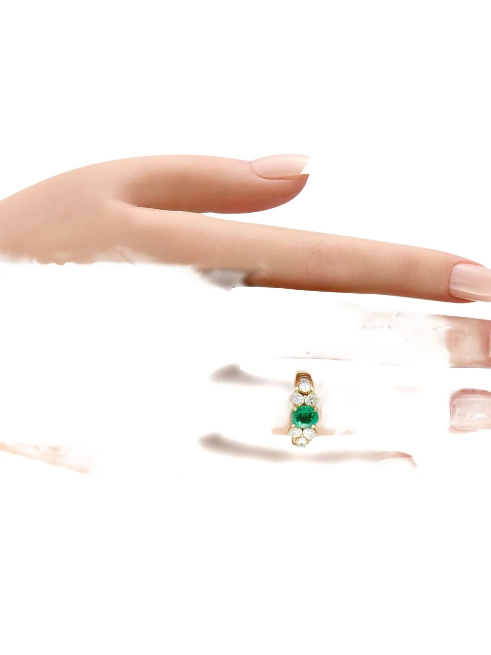 Pre-owned Lb Exclusive 18k Yellow Gold Diamond And Emerald Ring