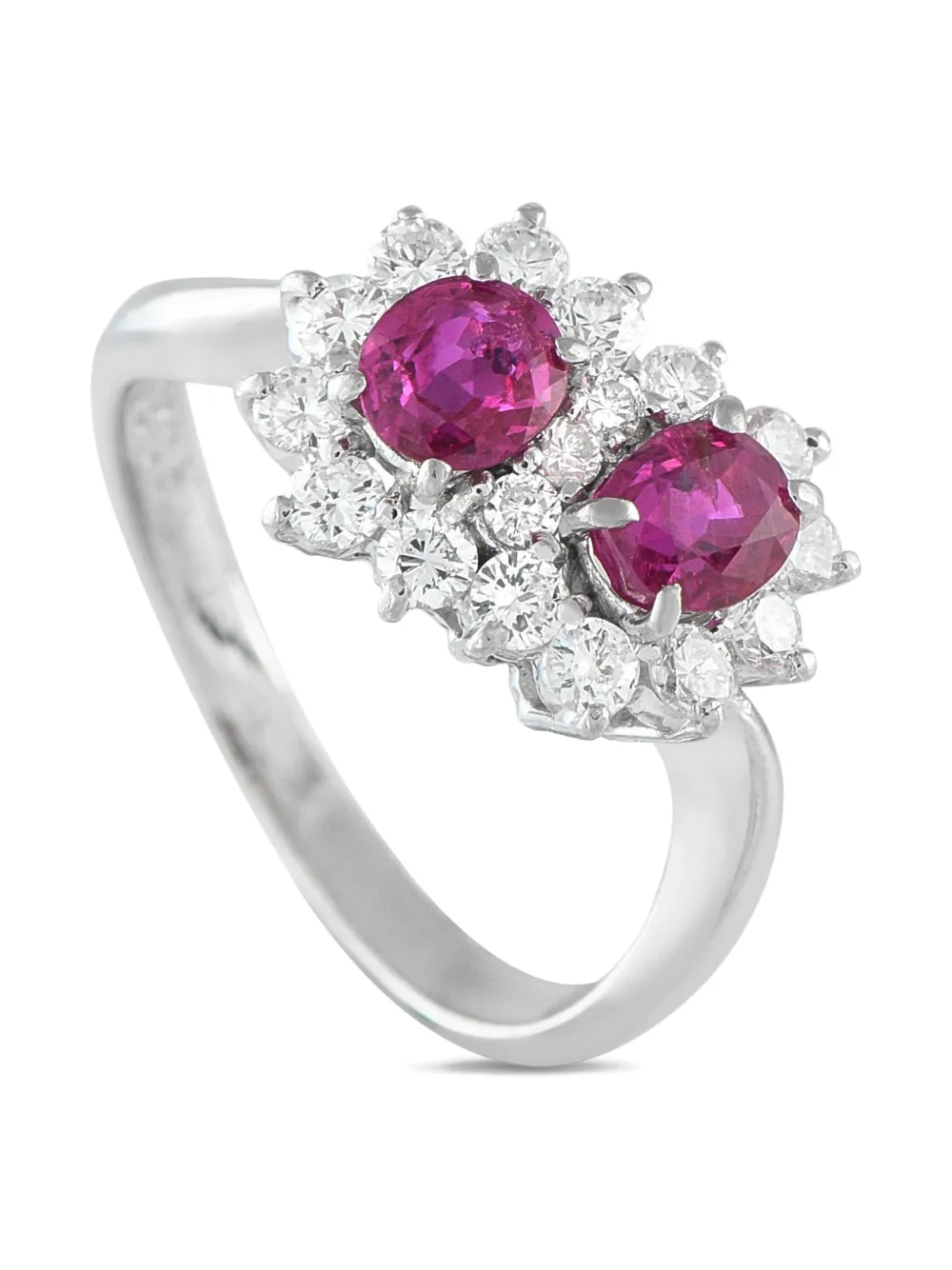 LB Exclusive ruby and diamond-embellished ring - シルバートーン LB Exclusive ruby and diamond-embellished ring - シルバートーン