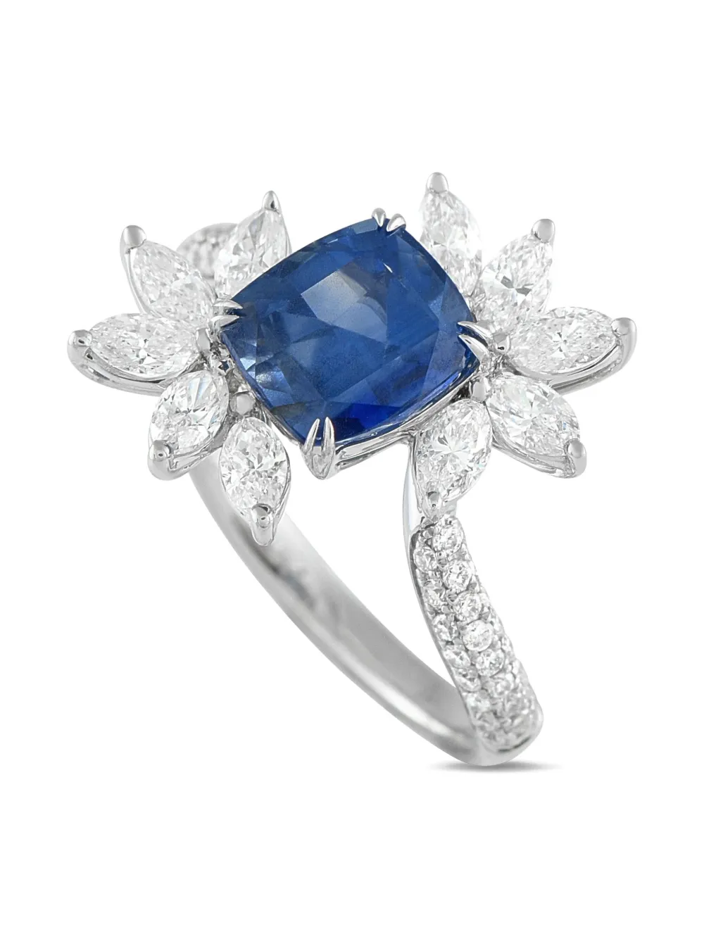 LB Exclusive 18K white gold diamond and sapphire ring - シルバートーン LB Exclusive 18K white gold diamond and sapphire ring - シルバートーン