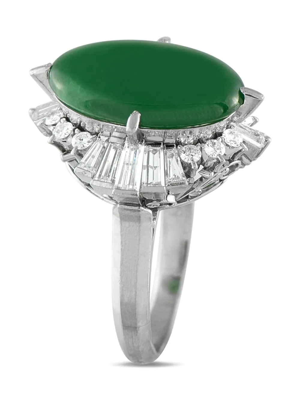 LB Exclusive platinum Halo diamond and jade ring | Image 2