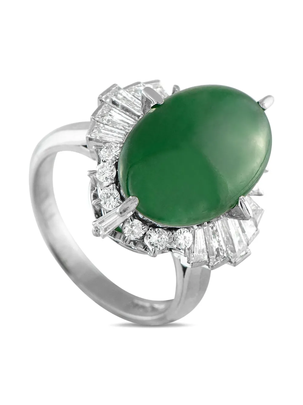 LB Exclusive platinum Halo diamond and jade ring - シルバートーン LB Exclusive platinum Halo diamond and jade ring - シルバートーン