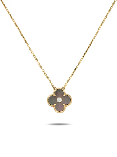 Van Cleef & Arpels 18K yellow gold Alhambra mother of pearl and diamond necklace