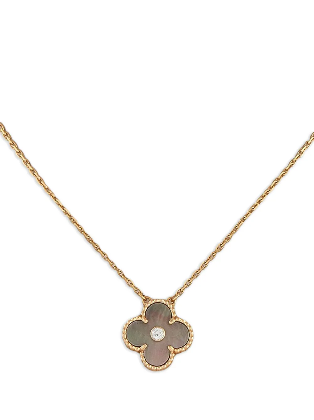 Van Cleef & Arpels 18K yellow gold Alhambra mother of pearl and diamond necklace | Image 2