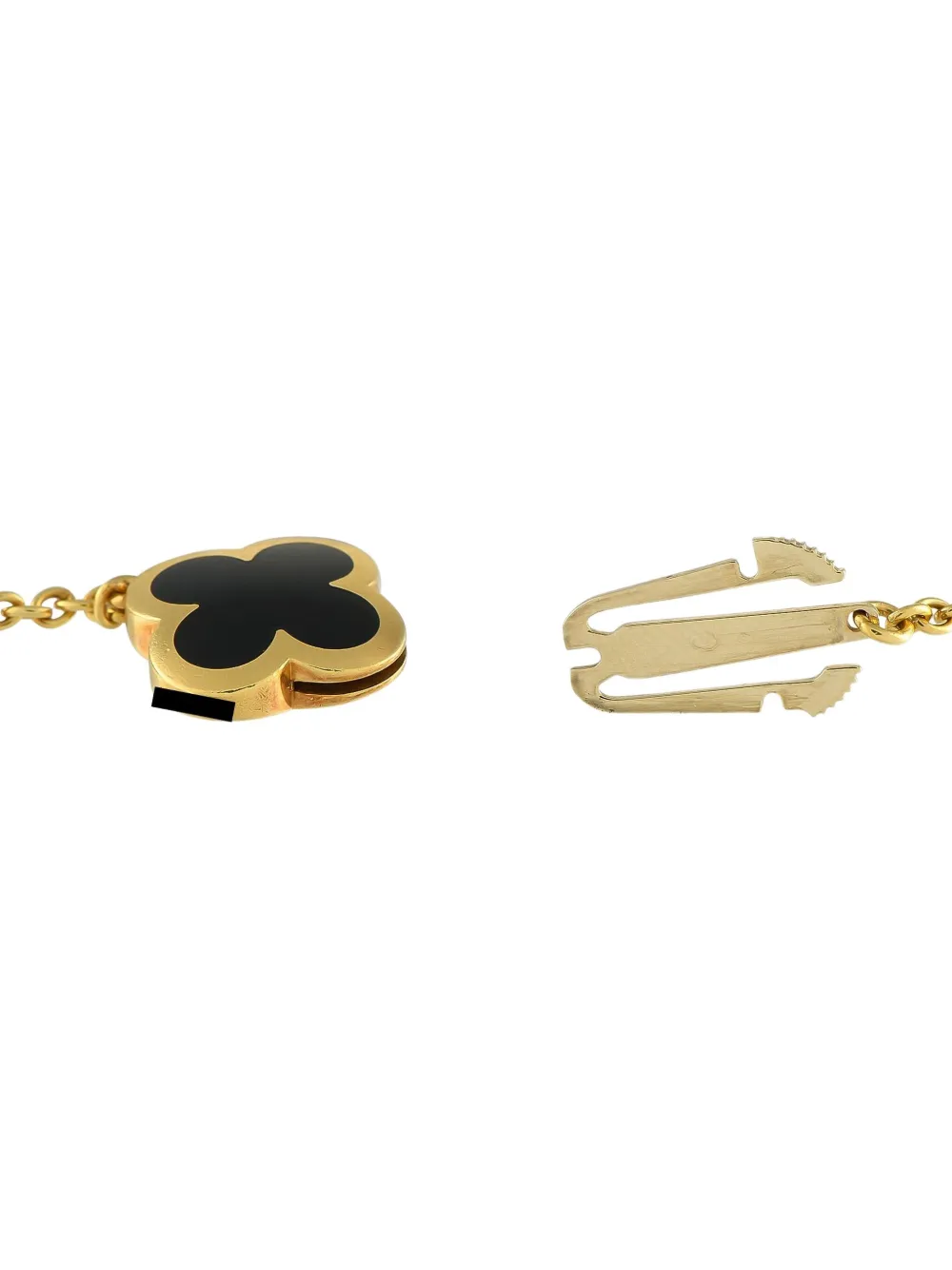 Pre-owned Van Cleef & Arpels 18k Yellow Gold Pure Alhambra Onyx Necklace